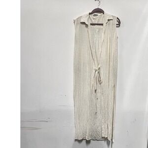 T Alexander Wang Sleeveless Maxi Dress Beige Plaid Collared‎ Casual
